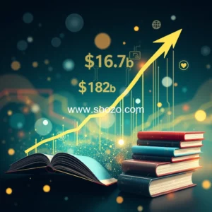 Artistic representation for Edtech market expansion: $162.7b growth 2024-2028, fueled by e-books & ai innovations.