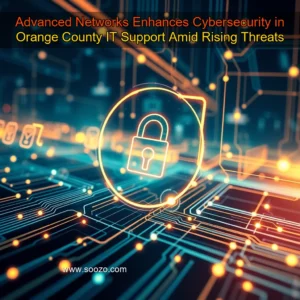 Artistic representation for Advanced Networks Enhances Cybersecurity in Orange County IT Support Amid Rising Threats