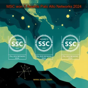 Artistic representation for MSC won 3 Awards Palo Alto Networks 2024