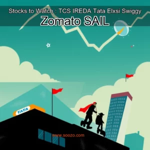 Artistic representation for Stocks to Watch : TCS IREDA Tata Elxsi Swiggy Zomato SAIL
