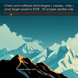 Artistic representation for Check point software technologies ( nasdaq : chkp ) price target raised to $195 . 00 at piper sandler cuts price target to $180.00 from $200.00, but remains overweight the company's robust growth and strong competitive position justify the higher price target, despite the recent downgrade.