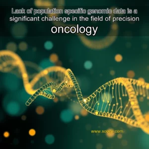 Artistic representation for Lack of population specific genomic data is a significant challenge in the field of precision oncology