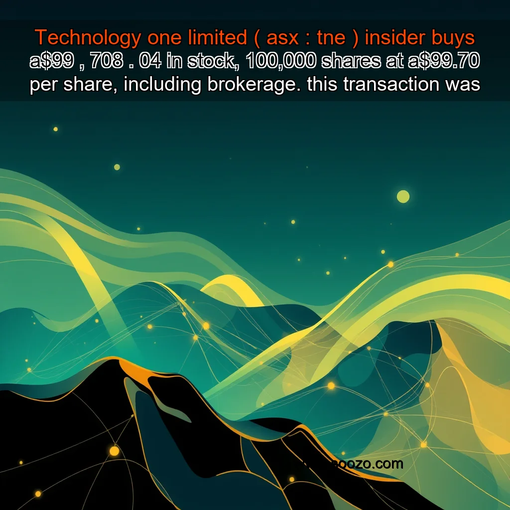 You are currently viewing Technology one limited ( asx : tne ) insider buys a$99 , 708 . 04 in stock, 100,000 shares at a$99.70 per share, including brokerage. this transaction was executed by an insider on the 21st of march, 2023.