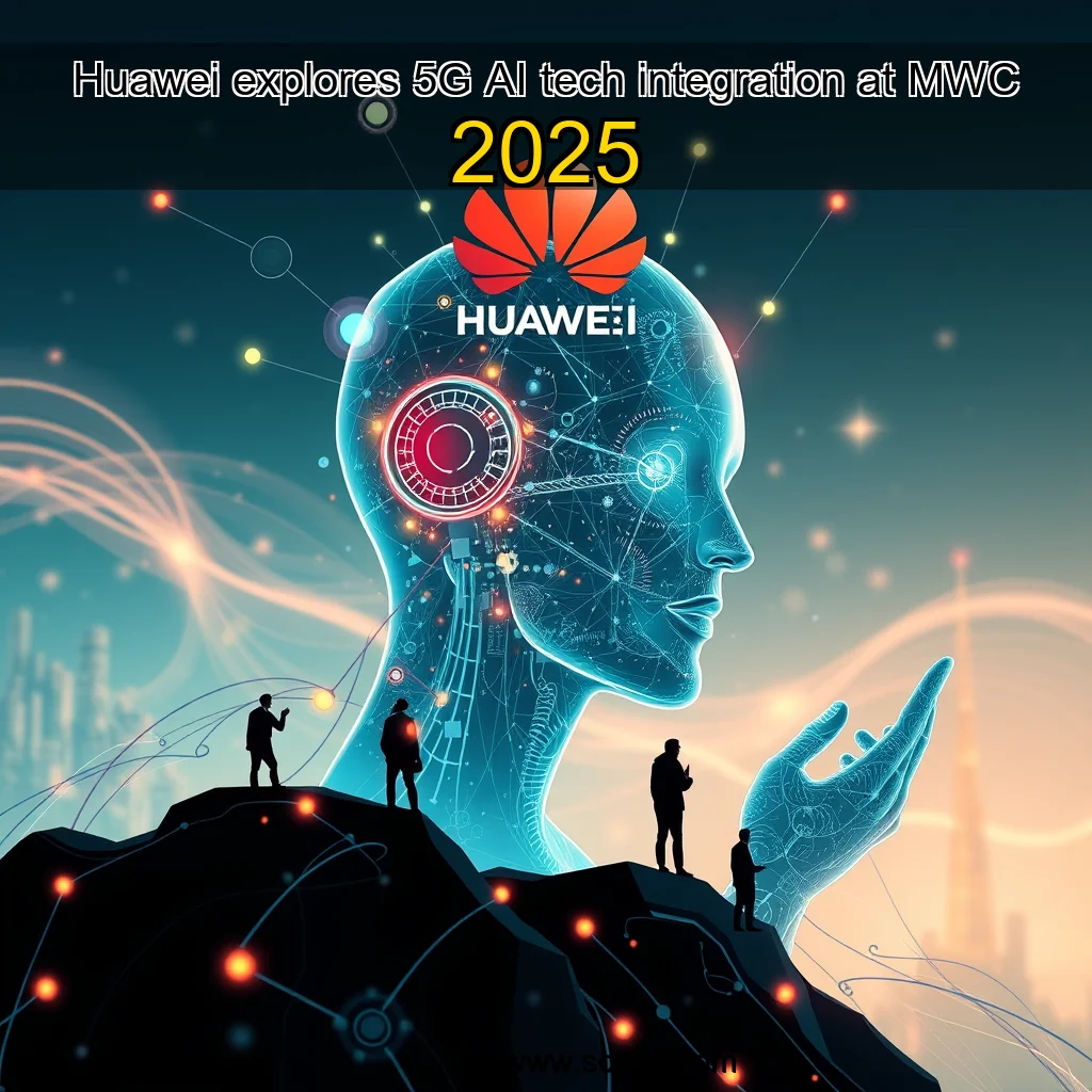 Artistic representation for Huawei explores 5G AI tech integration at MWC 2025
