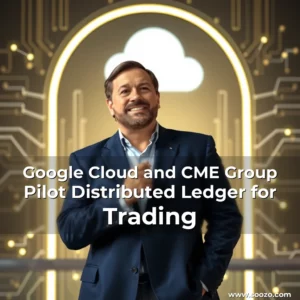 Artistic representation for Google Cloud and CME Group Pilot Distributed Ledger for Trading