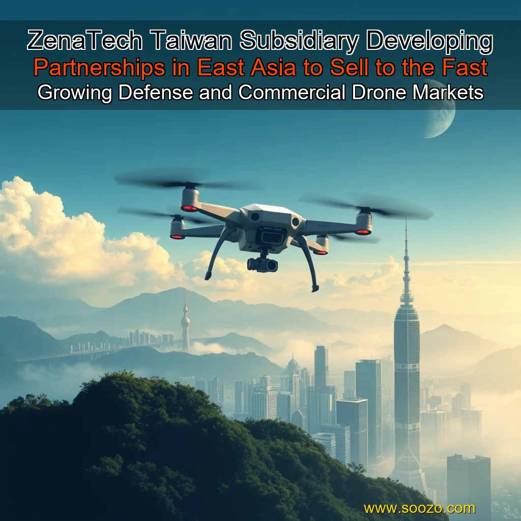 Artistic representation for ZenaTech Taiwan Subsidiary Developing Partnerships in East Asia to Sell to the Fast Growing Defense and Commercial Drone Markets