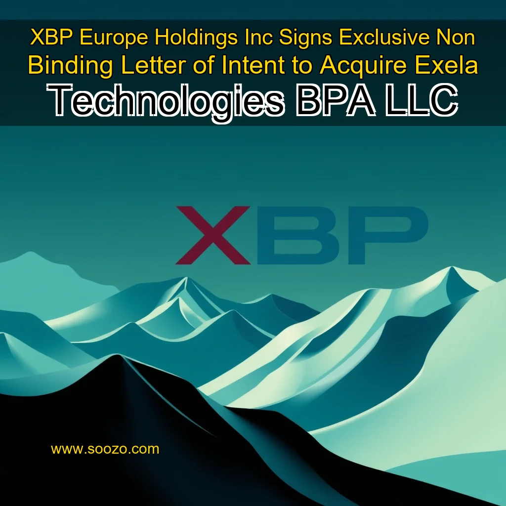 Artistic representation for XBP Europe Holdings Inc Signs Exclusive Non Binding Letter of Intent to Acquire Exela Technologies BPA LLC