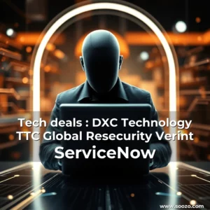 Artistic representation for Tech deals : DXC Technology TTC Global Resecurity Verint ServiceNow