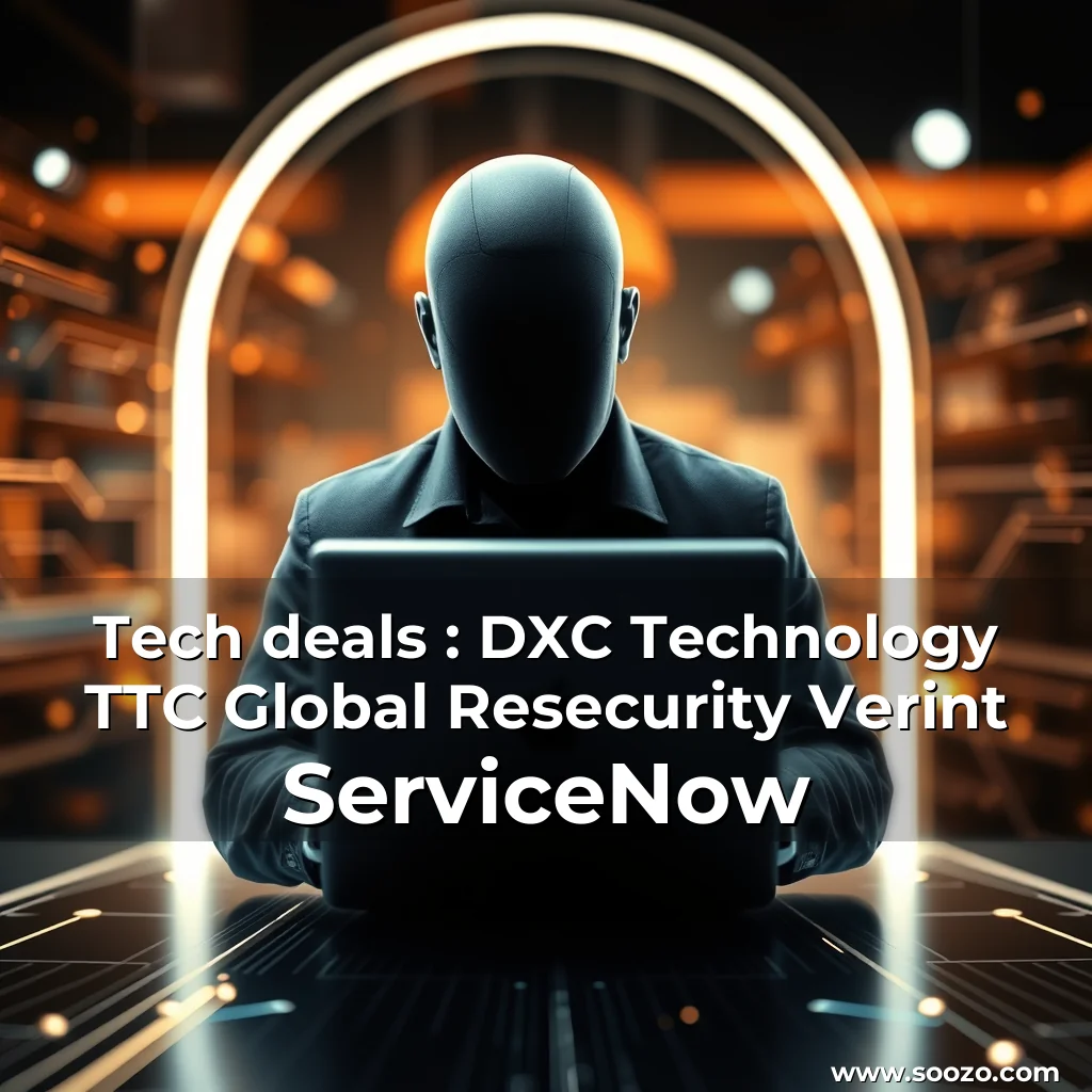 Artistic representation for Tech deals : DXC Technology TTC Global Resecurity Verint ServiceNow