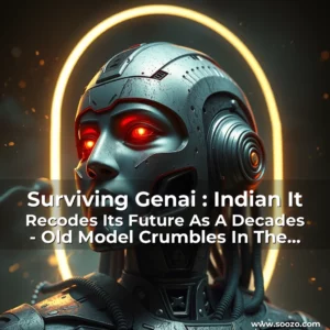 Artistic representation for Surviving Genai : Indian It Recodes Its Future As A Decades - Old Model Crumbles In The Face Of A New Era Of Artificial Intelligence.!