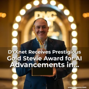 Artistic representation for DYXnet Receives Prestigious Gold Stevie Award for AI Advancements in Telecommunications
