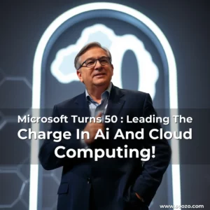 Artistic representation for Microsoft Turns 50 : Leading The Charge In Ai And Cloud Computing!