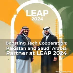 Artistic representation for Boosting Tech Cooperation: Pakistan and Saudi Arabia Partner at LEAP 2024