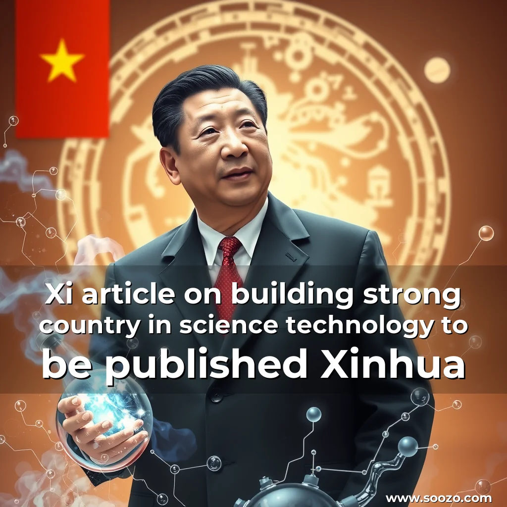 Artistic representation for Xi article on building strong country in science technology to be published Xinhua