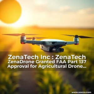 Artistic representation for ZenaTech Inc : ZenaTech ZenaDrone Granted FAA Part 137 Approval for Agricultural Drone Operations Addressing a 6 Billion Global Agricultural Drone Market Growing to 24 Billion by 2032