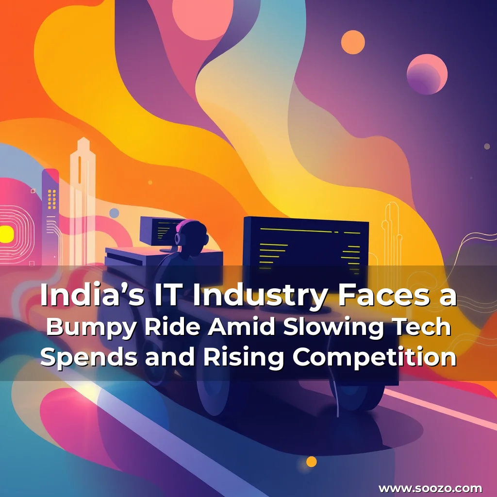 Artistic representation for India’s IT Industry Faces a Bumpy Ride Amid Slowing Tech Spends and Rising Competition